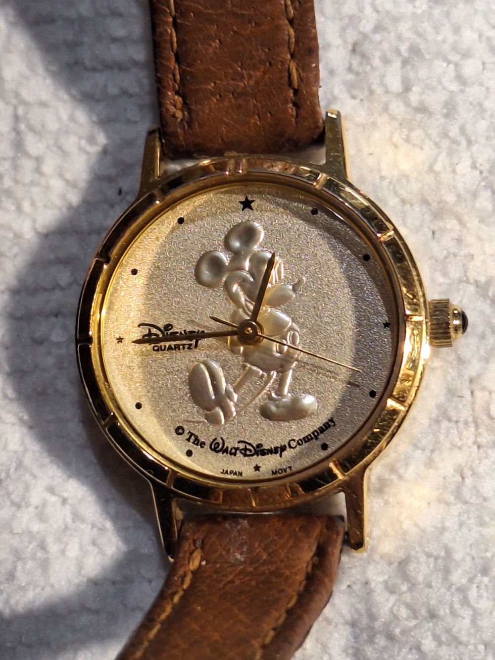 Vintage 90s Disney Time Works Mickey Mouse Gold Coin Watch - New Battery